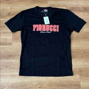 Fiorucci Black Tee with Red‎ Logo